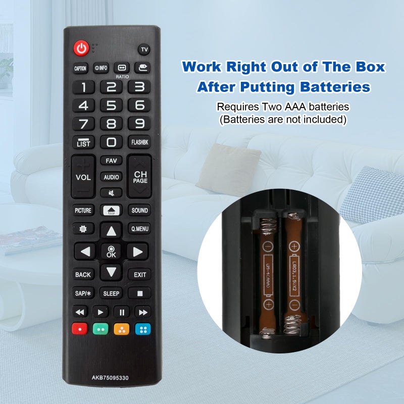 Vinabty AKB75095330 Replace Remote Control fit for LG LCD LED Smart TV 28MT42DF 28LJ400B 43LJ5000 43LJ500M 32LJ500B 28LJ400B-PU 32LJ500UB 32LJ500-UBLED 28LJ430B 28LJ400B-PU 32LJ500B-UB AKB75095331 AKB75095376 - Image 3